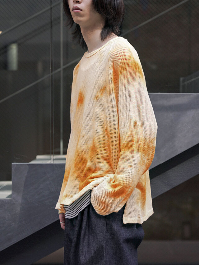 トップス ANCELLM \"DYED MESH LS T-SHIRT\" - BEIGE ANCELLM DYED MESH LS T-SHIRT | MusterWerk Sud.