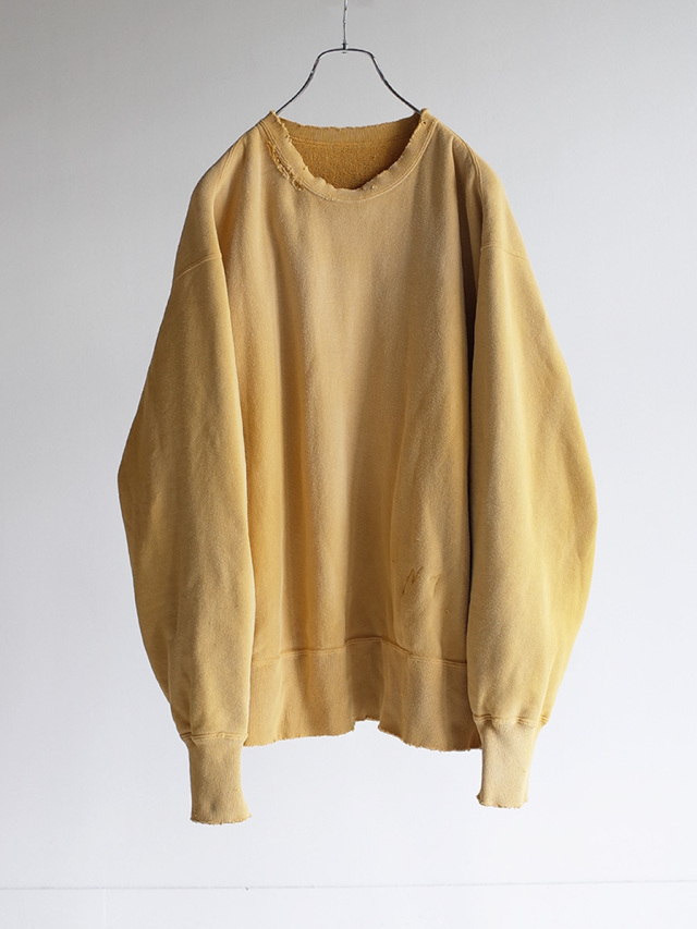 ANCELLM "DYED DAMAGE SWEAT SHIRT" - MUSTARD