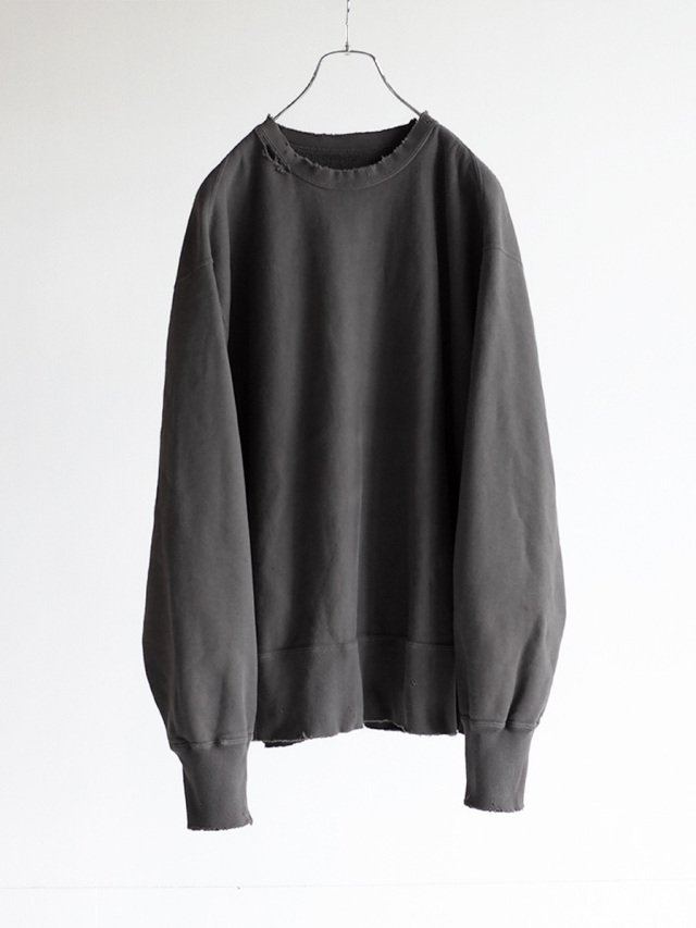 ANCELLM "DYED DAMAGE SWEAT SHIRT" - F.BLACK