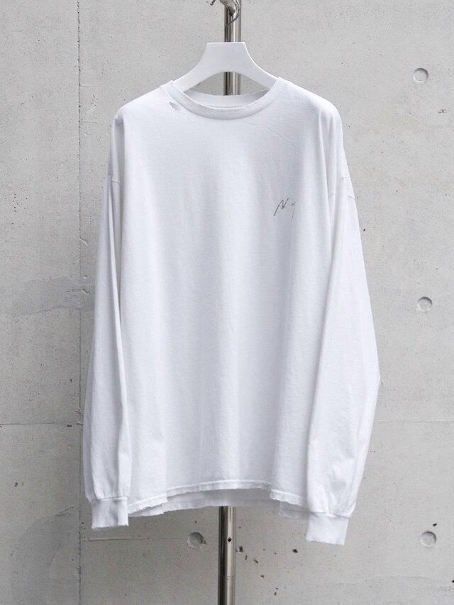 ANCELLM "EMBROIDERY DYED LS T-SHIRT" - WHITE