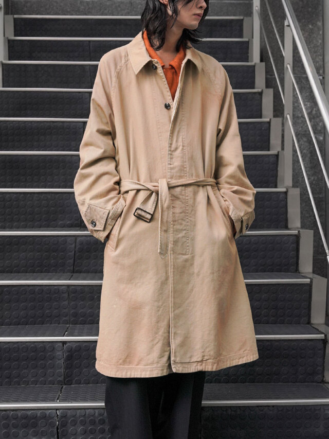 ANCELLM "DRILL BALMACAAN COAT" - BEIGE