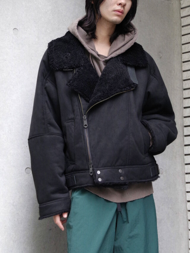 ANCELLM "VEGAN LEATHER BOA ZIP JACKET"