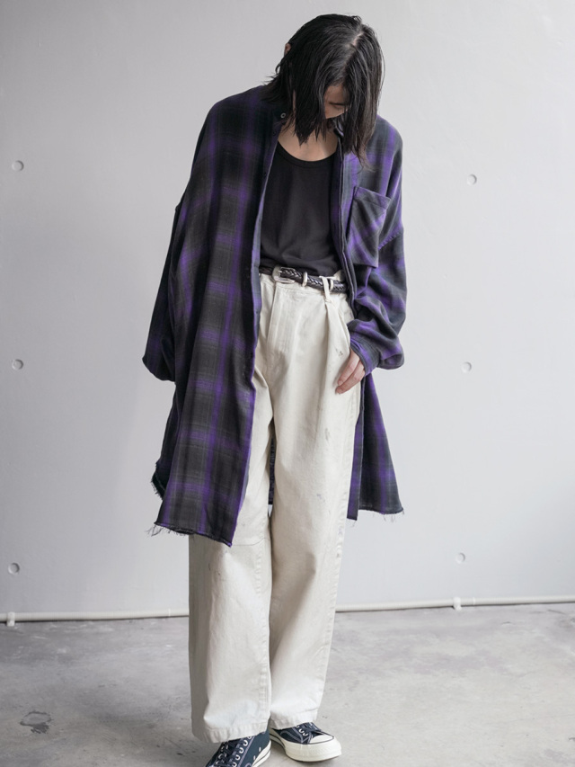 ancellm アンセルム　ペイントチノ　size 1 ANCELLM | アンセルム PAINT CHINO TROUSERS(BLACK) / ペイント