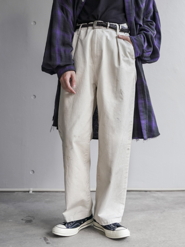 ANCELLM "PAINT CHINO TROUSERS" - IVORY