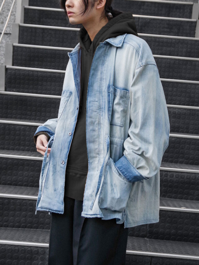 ANCELLM "AGING DENIM SHIRT JACKET" - INDIGO