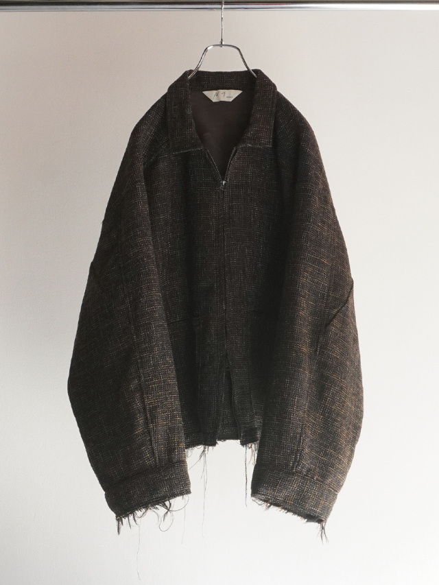 ANCELLM "TWEED ZIP JACKET" - BROWN