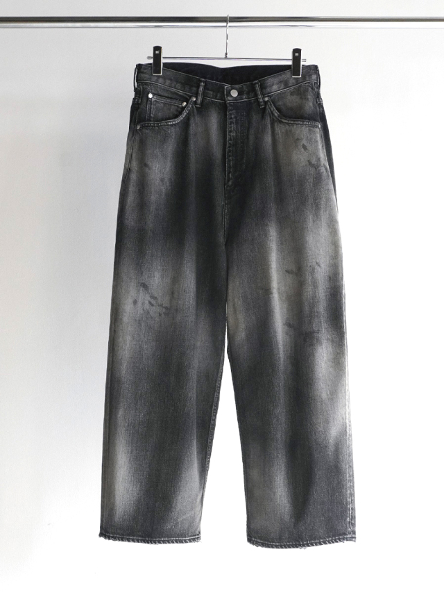 ANCELLM "AGING WIDE DENIM 5P PANTS" - BLACK