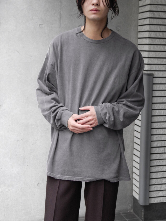 ANCELLM "EMBROIDERY DYED LS T-SHIRT 2" - GRAY