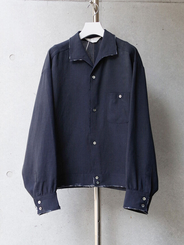 ANCELLM "MELANGE SHORT CRASH SHIRT JACKET" - NAVY