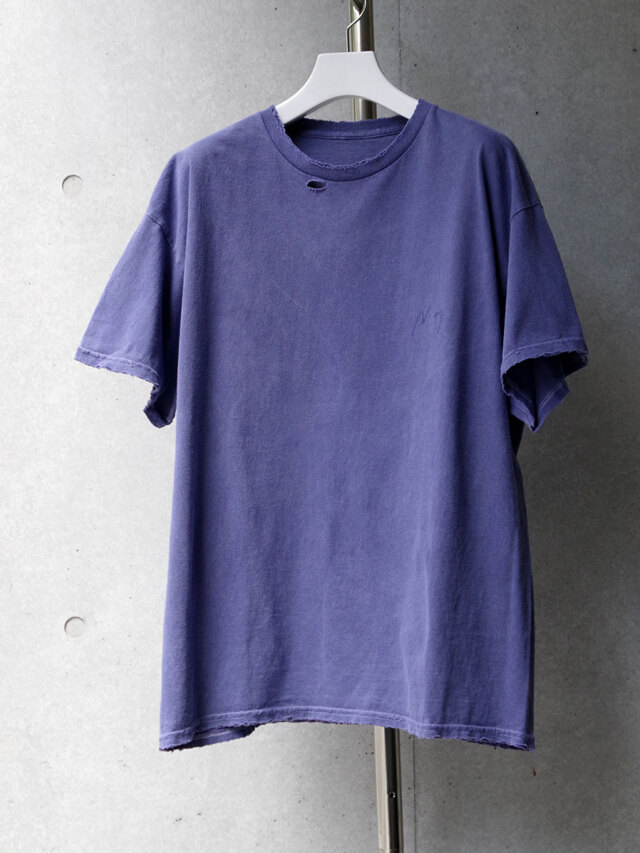 24SS NEW ANCELLM "EMBROIDERY DYED T-SHIRT" - NAVY