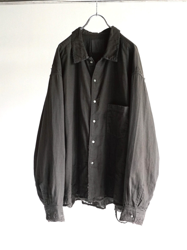 ANCELLM "DOUBLEGAUZE CRASH LS SHIRT" - BLACK