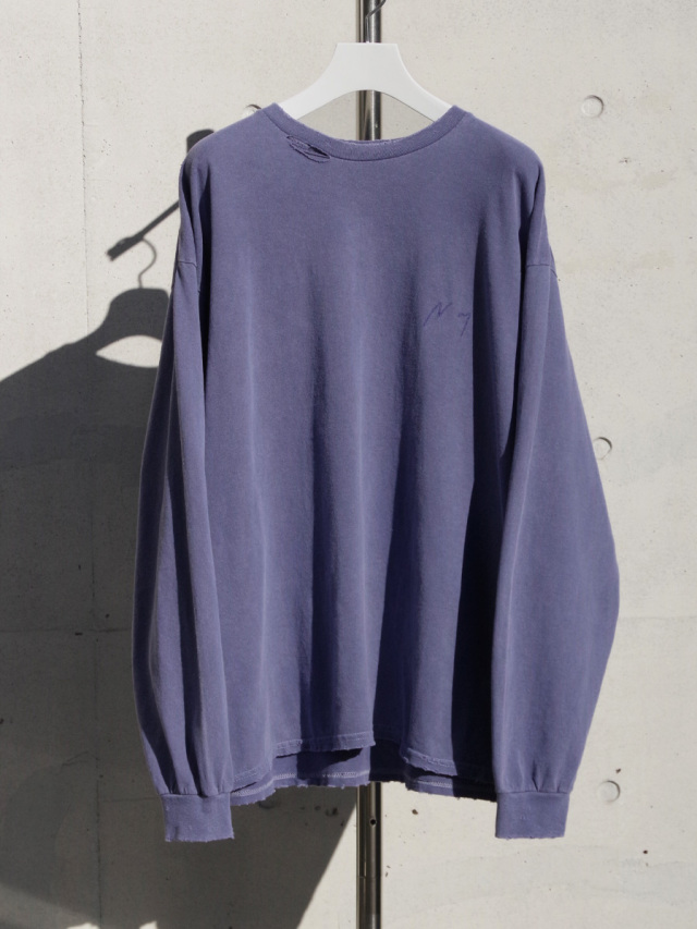ANCELLM "EMBROIDERY DYED LS T-SHIRT" - NAVY