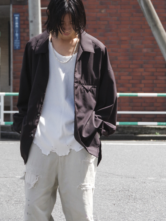新品 25aw アンセルム ウール ロング シャツ 1 スキッパー ANCELLM - SKIPPER LONG SHIRT/BEIGE | NapsNote