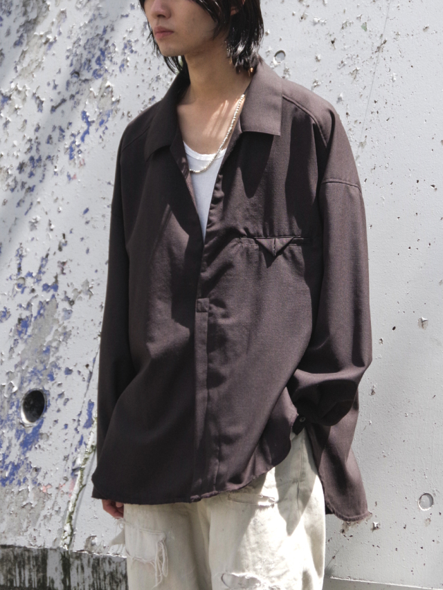 トップス ANCELLM 25AW WASH WOOL LONG SHIRT black WASH WOOL LONG SHIRT(BLACK) – ANCELLM