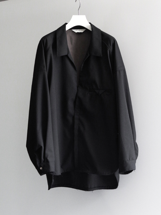 ANCELLM "WASH WOOL LONG SHIRT" - BLACK