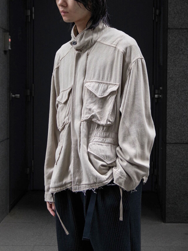 SUEDE SILK JACKET　ANCELLM SILK SUEDE FIELD JACKET(SAND) – ANCELLM