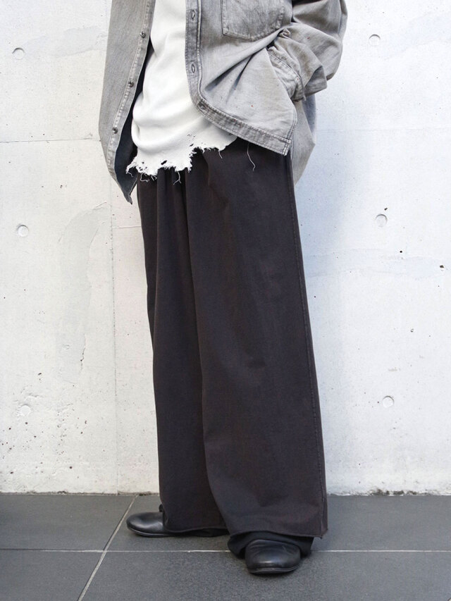 ANCELLM "DRAPE WIDE EASY CUT SLACKS" - BLACK