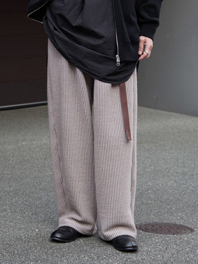 ANCELLM "WOOLCORD BELTLESS SLACKS" - SAND