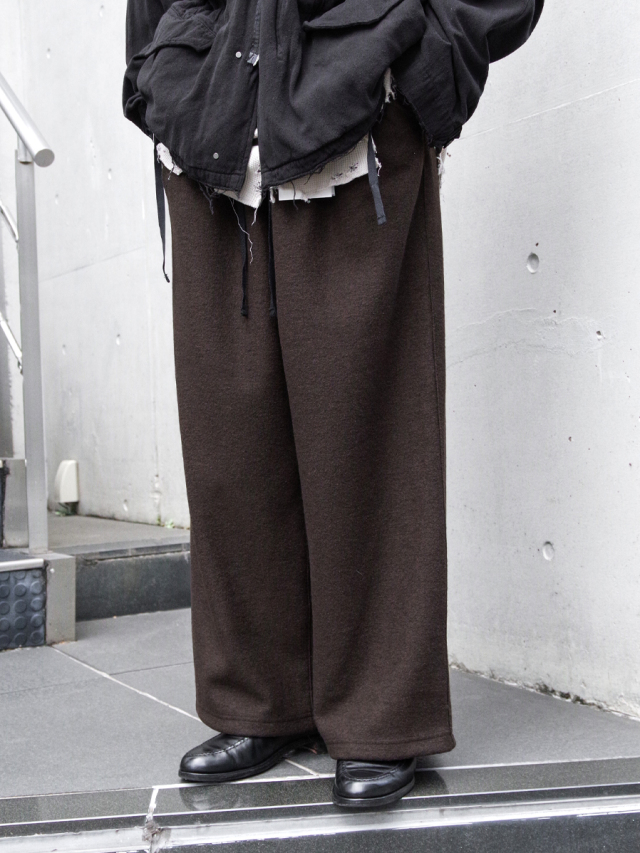 ANCELLM "WOOL WIDE EASY TUCK SLACKS" - D.BROWN