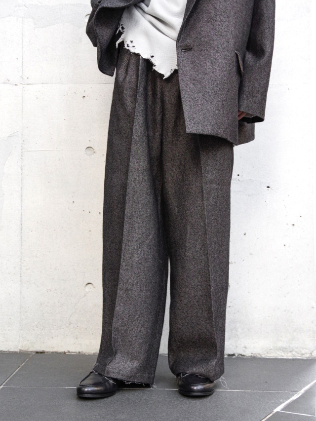 ANCELLM "SHRINK WOOL WIDE SLACKS" - BROWN