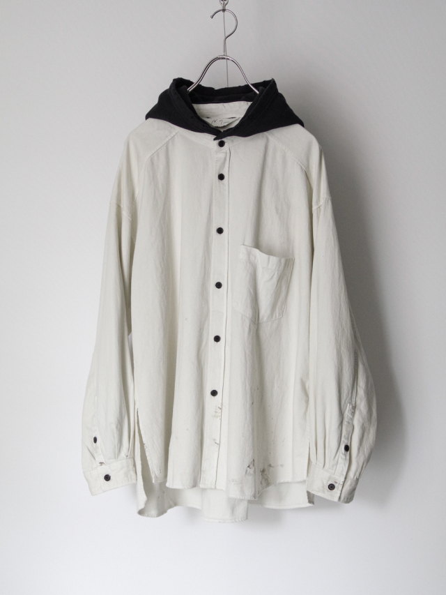 ANCELLM "DENIM HOODIE SHIRT" - WHITE