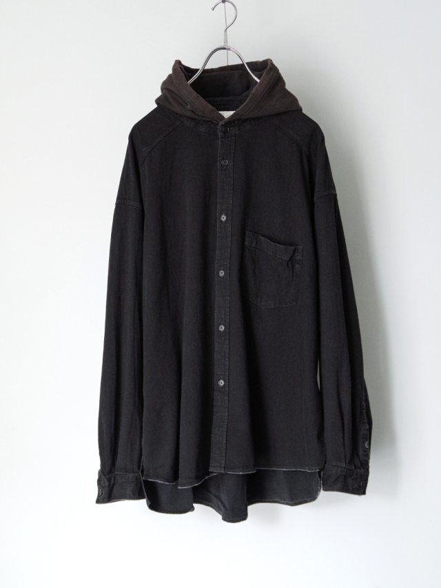 トップス ANCELLM 25SS HOODIE SHIRT 25SS】ANCELLM HOODIE SHIRT(BLACK) ANC-SH57 | IAAAM ONLINE STORE