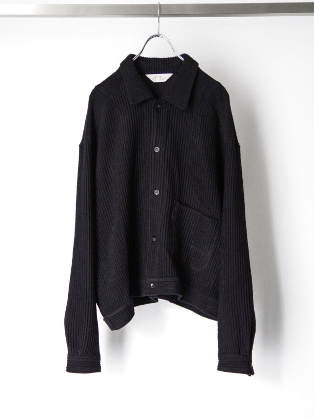 ANCELLM "WOOL CORDUROY WORK SHIRT JACKET" - BLACK