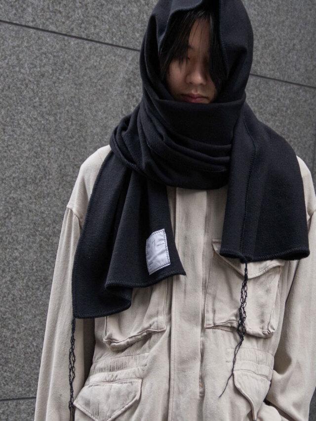 【ANCELLM / アンセルム】WOOL BLANKET SCARF ANCELLM WOOL BLANKET SCARF EX [GRAY×ORANGE] - Fresh Service