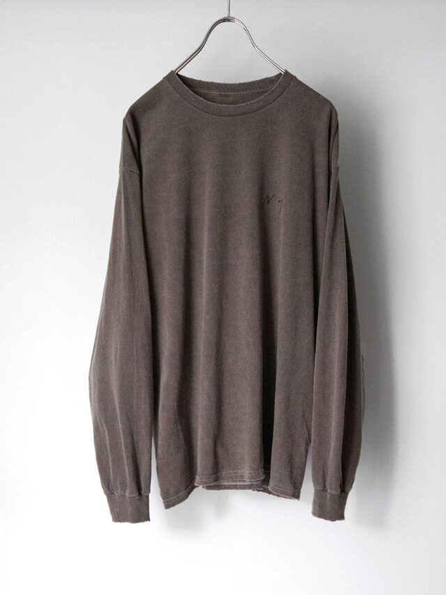 ANCELLM "EMBROIDERY DYED LS T-SHIRT 2" - BROWN