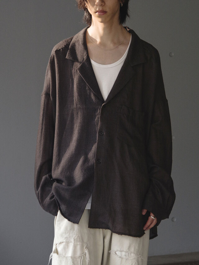 ANCELLM アンセルム WOOL KERSEY TAILORED SHIRT ANCELLM | アンセルム WOOL KERSEY TAILORED SHIRT (BLACK