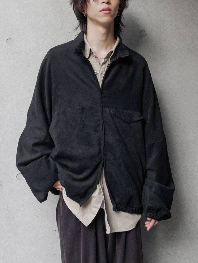 ANCELLM "VEAGAN SUEDE KIMONO BLOUSON" - BLACK