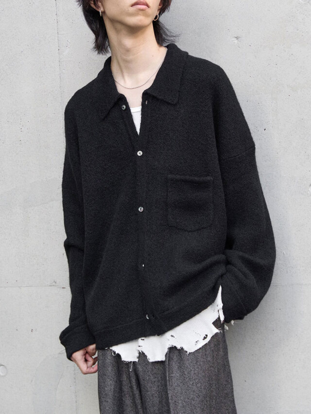 ANCELLM "KIMONO KNIT SHIRT" - BLACK
