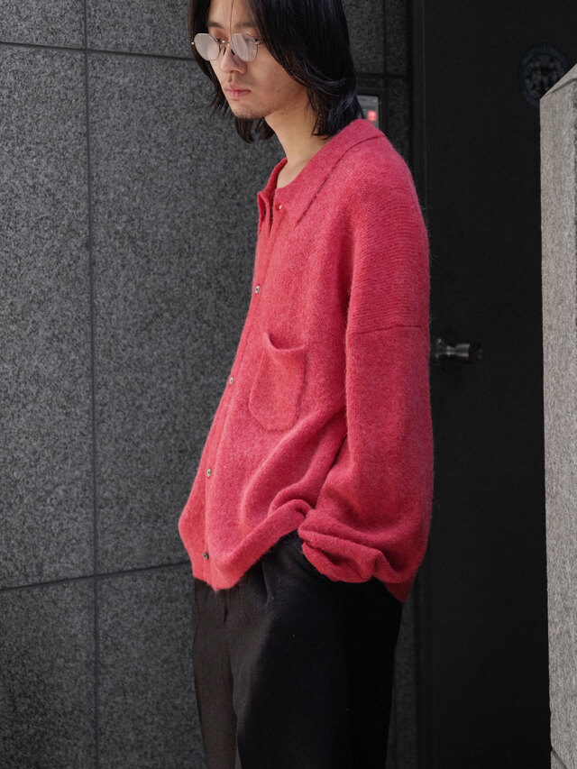 トップス 25AW ANCELLM KIMONO KNIT SHIRT RED 1 KIMONO KNIT SHIRT(RED) – ANCELLM