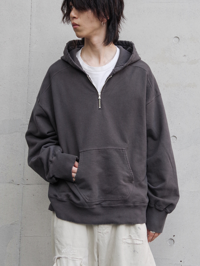 ANCELLM "HALF ZIP HOODIE" - BLACK