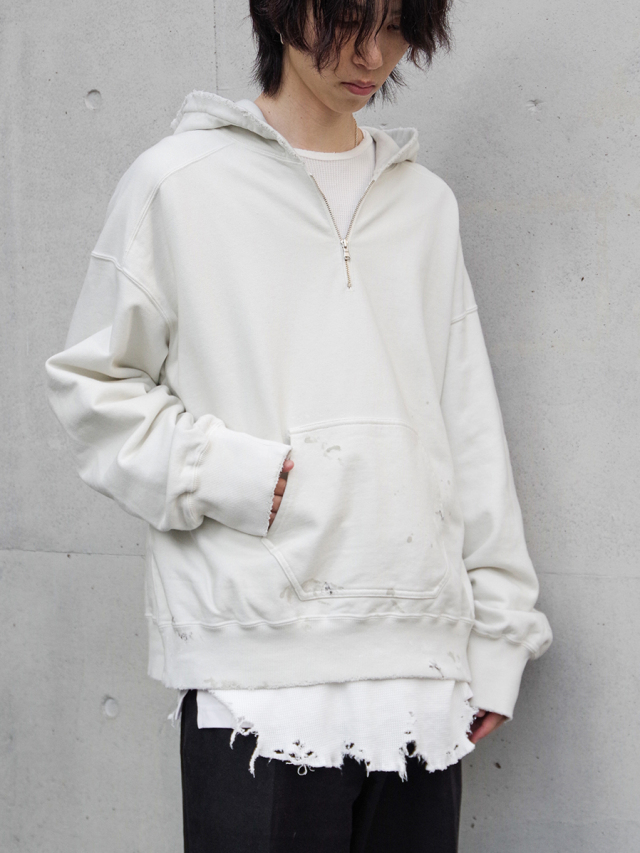 ANCELLM "HALF ZIP HOODIE" - GRAY（IVORY系）