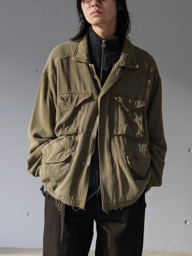ANCELLM "SILK SUEDE FIELD JACKET" - KHAKI