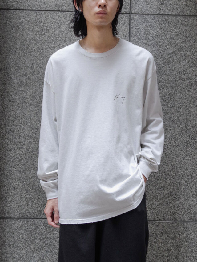 ANCELLM "EMBROIDERY DYED LS T-SHIRT" - WHITE