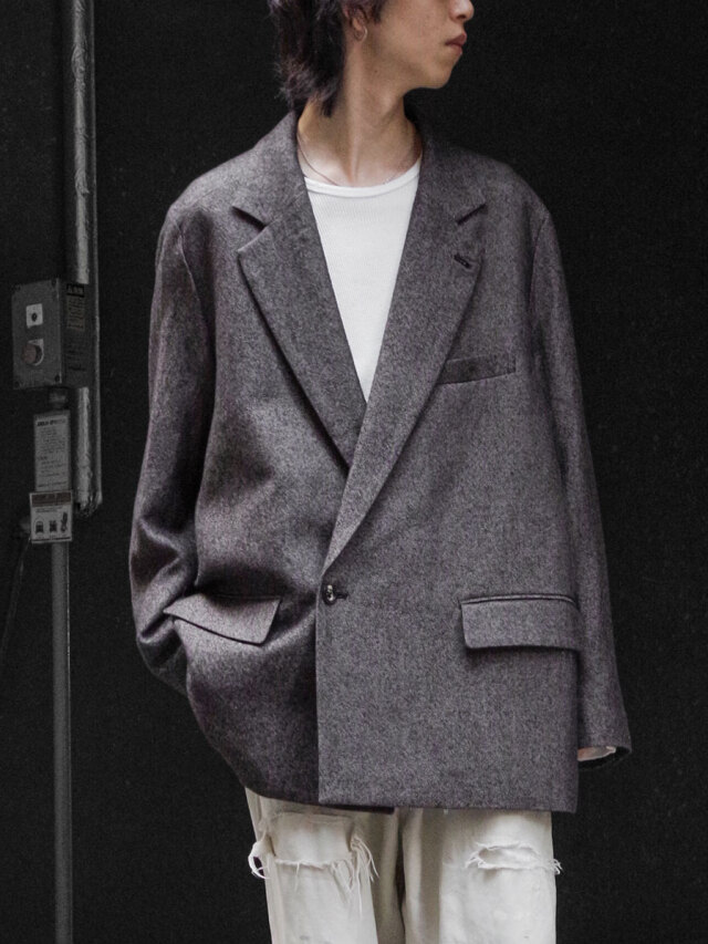 ANCELLM "SEMI-DOUBLE TAILORED JACKET" - BROWN