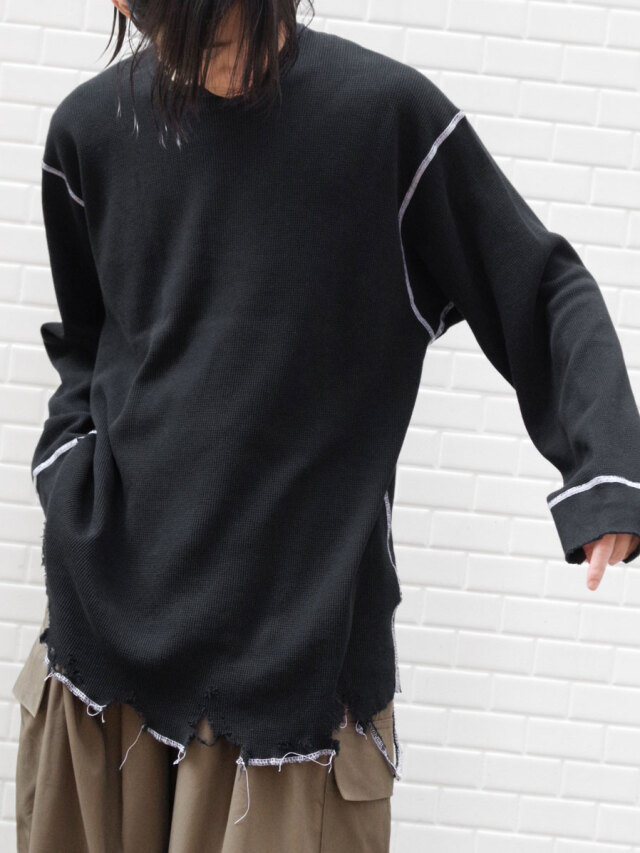 トップス 25aw ANCELLM DAMAGE WAFFLE CREW T-SHIRT 25aw ANCELLM DAMAGE WAFFLE CREW T-SHIRT