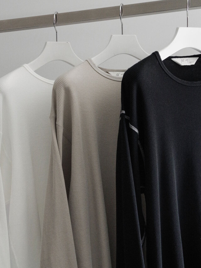 下着・アンダーウェア DAMAGE WAFFLE CREW LS T-SHIRT/GREIGE ANCELLM - DAMAGE WAFFLE CREW LS T-SHIRT | GREIGE | ダメージ