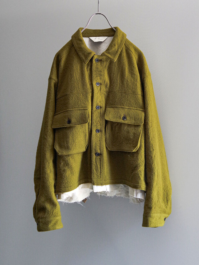 ANCELLM "SHRINK WOOL LAYERING JACKET" - OLIVE