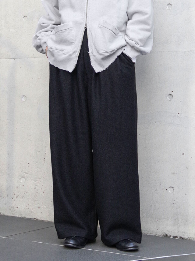 パンツ 24AW ANCELLM WOOL WIDE EASY TUCK SLACKS WOOL WIDE EASY TUCK SLACKS(BLACK) – ANCELLM