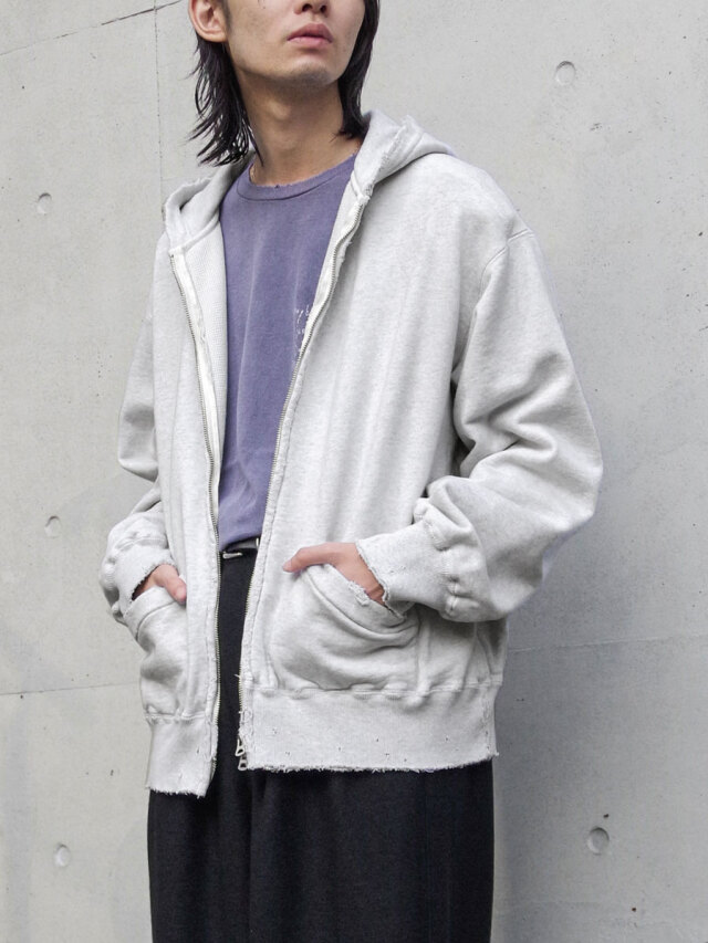 ANCELLM "ZIP UP HOODIE" - HEATHER WHITE