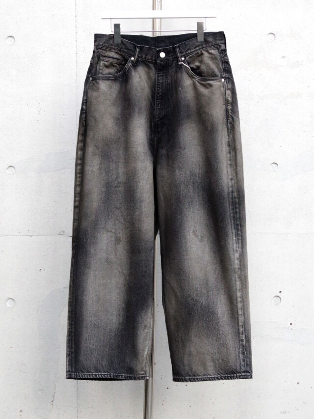 ANCELLM "AGING WIDE 5P DENIM PANTS" - BLACK