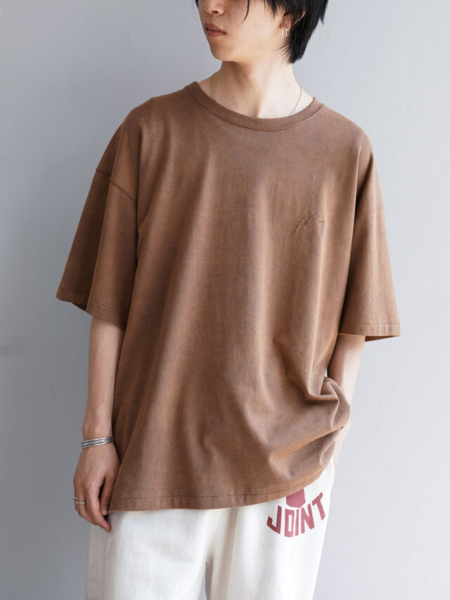 ANCELLM "UNEVENNESS SS T-SHIRT" - BROWN