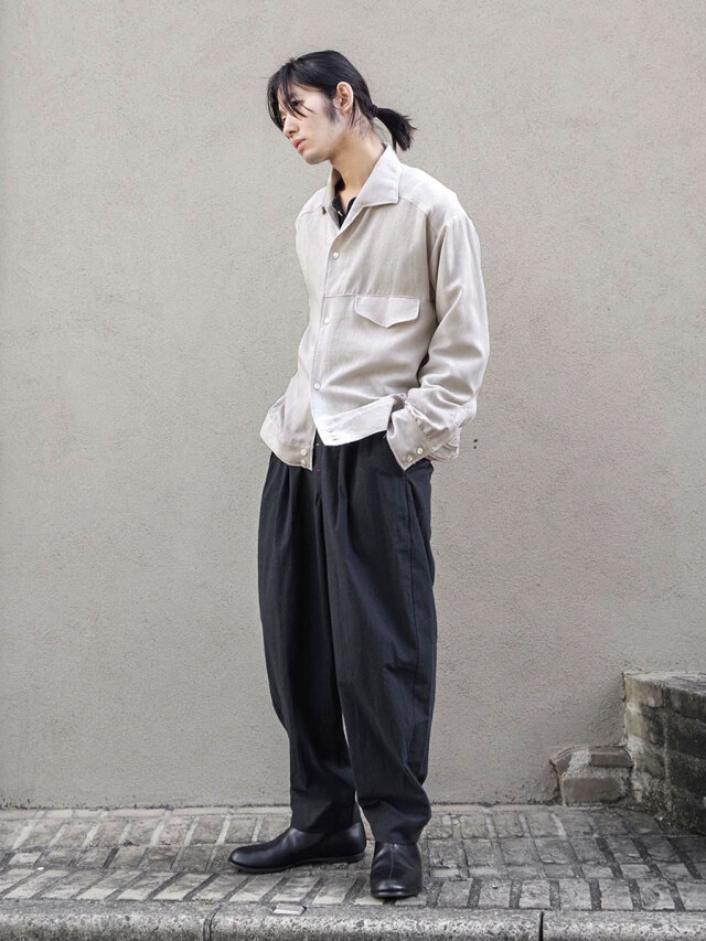 【新品】アンセルム　リネンシャツブルゾン ANCELLM（アンセルム） シルクリネンブルゾン ブラック - margin