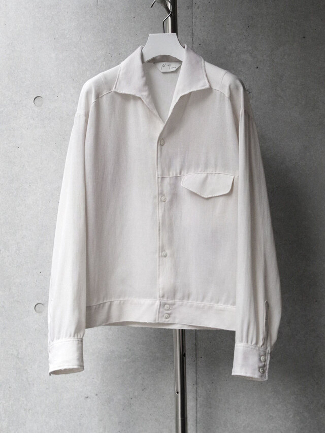 ANCELLM "MELANGE OPEN COLLAR SHIRT" - WHITE