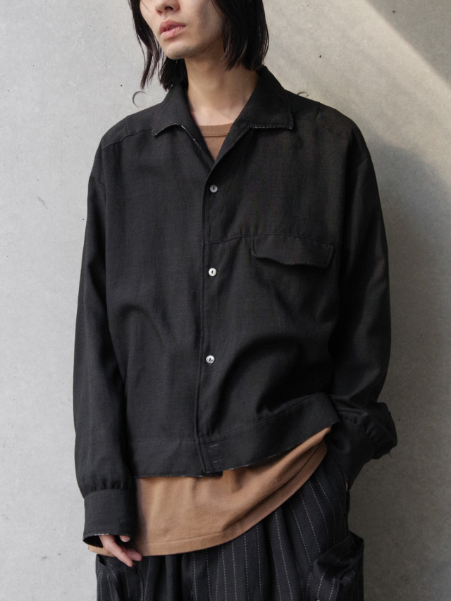 ANCELLM MELANGE OPEN COLLAR SS SHIRT