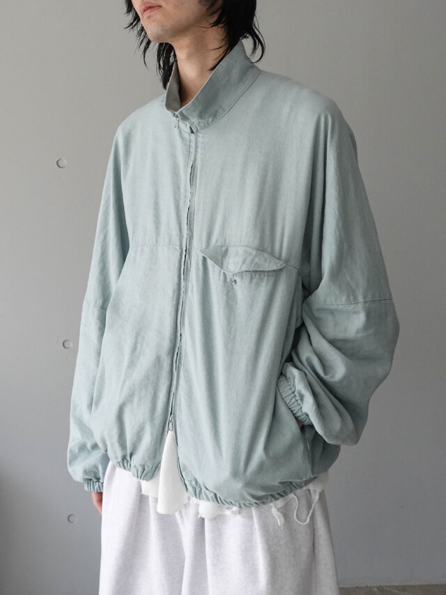 ANCELLM "SILK NEP KIMONO BLOUSON" - SAX