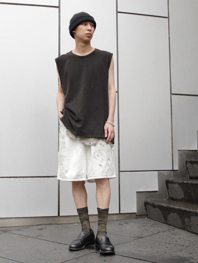 アンセルム　FADED SLEEVELESS T-SHIRT ANCELLM - FADED SLEEVELESS T-SHIRT | BEIGE | カットソー